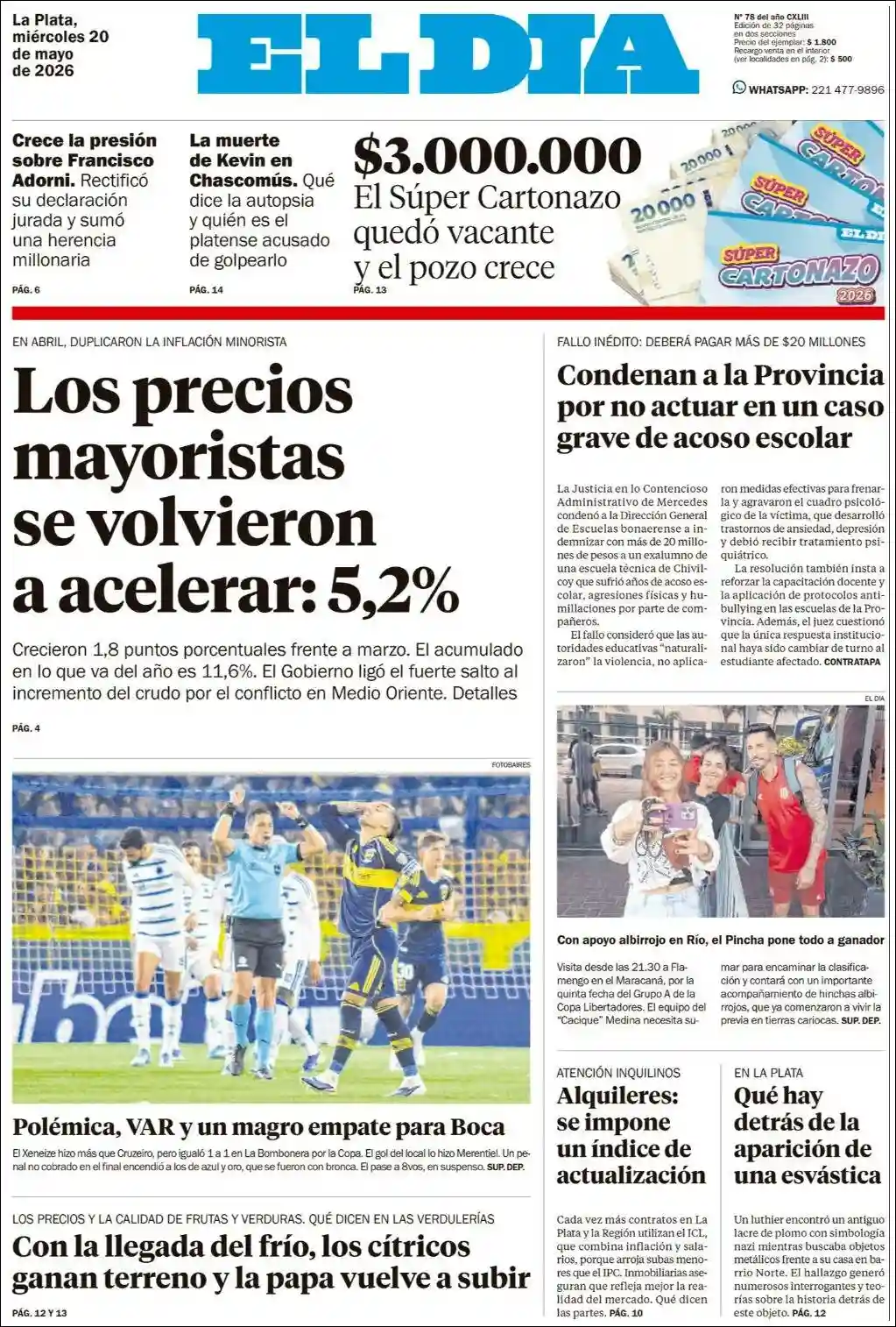 Estudios Max | RADIO 22 - Tapa del diario El Dia