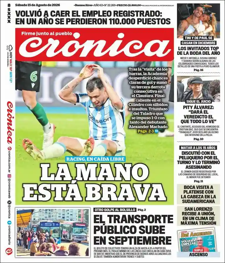 Estudios Max | RADIO 22 - Tapa del diario Crónica